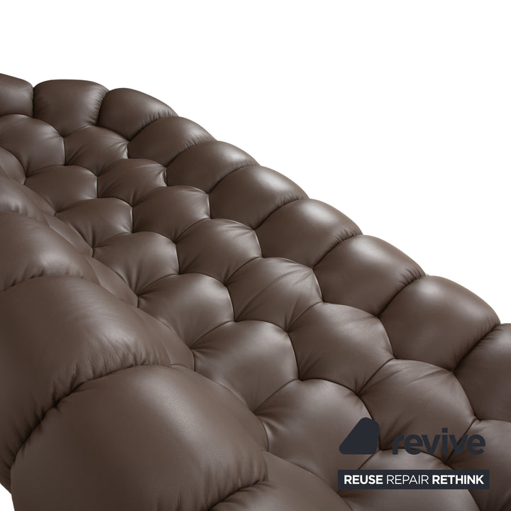 Roche Bobois Bubble Leather Four-Seater Brown Sofa Couch