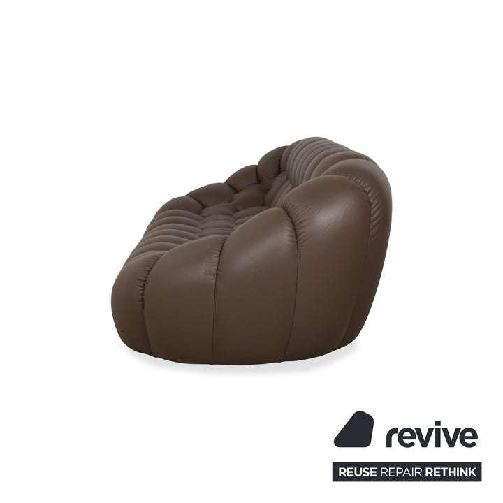 Roche Bobois Bubble Leather Four-Seater Brown Sofa Couch