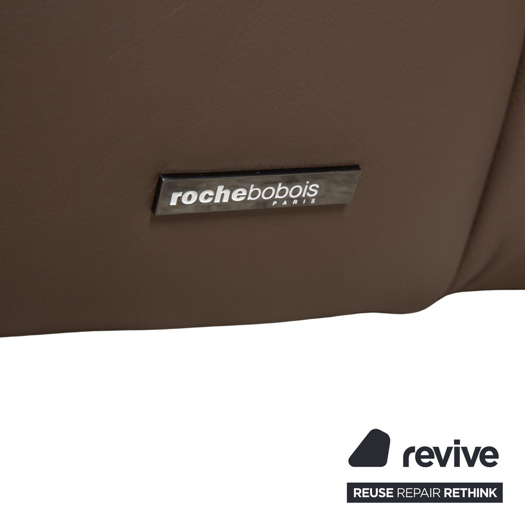 Roche Bobois Bubble Leather Four-Seater Brown Sofa Couch