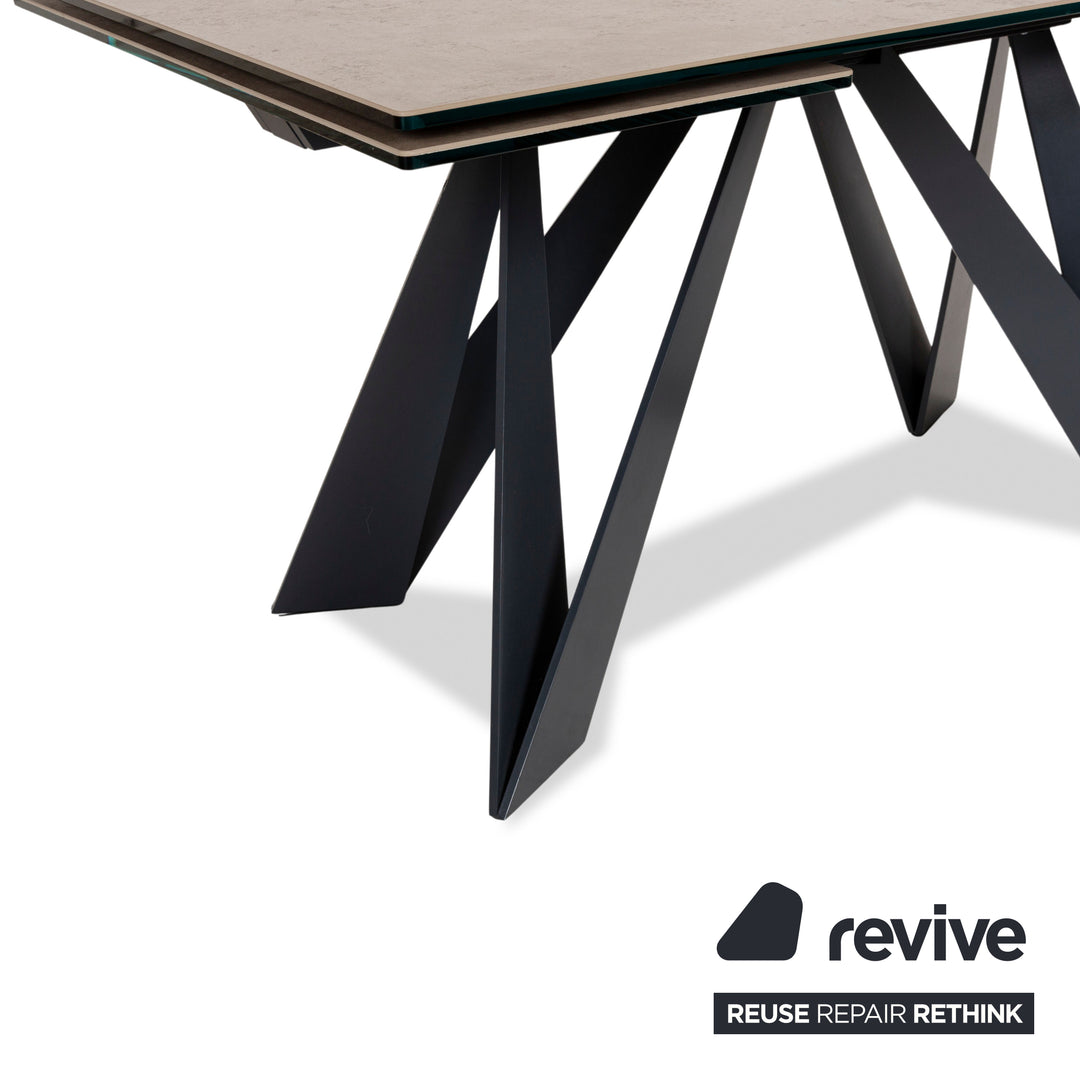 Roche Bobois CIGALE Ceramic Wood Dining Table Grey Brown Pull-out Function