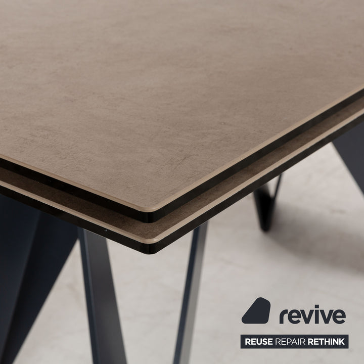Roche Bobois CIGALE Ceramic Wood Dining Table Grey Brown Pull-out Function