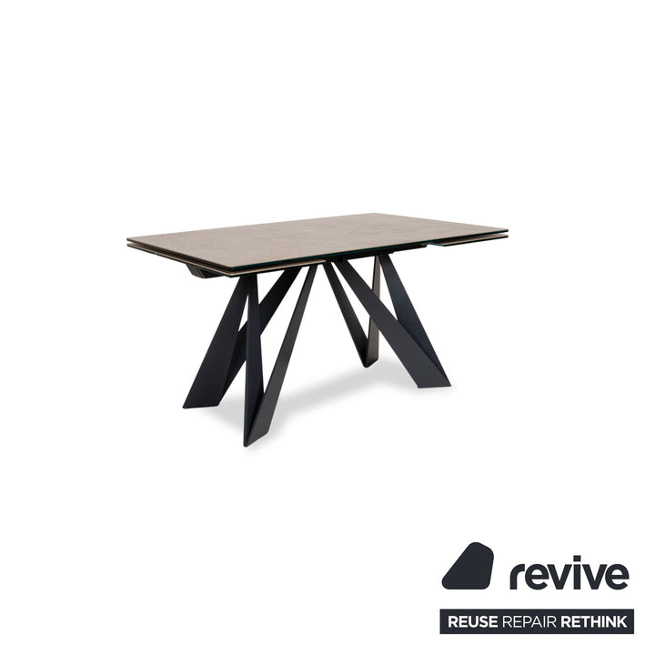 Roche Bobois CIGALE Ceramic Wood Dining Table Grey Brown Pull-out Function