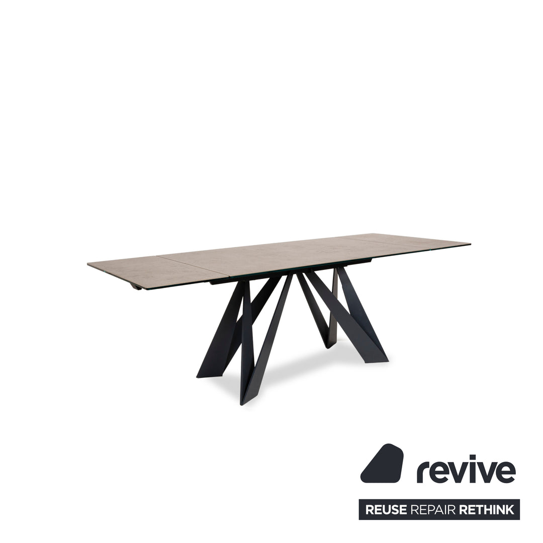 Roche Bobois CIGALE Ceramic Wood Dining Table Grey Brown Pull-out Function