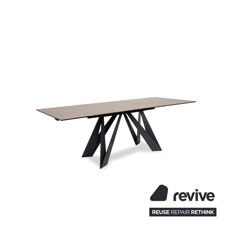 Roche Bobois CIGALE Ceramic Wood Dining Table Grey Brown Pull-out Function