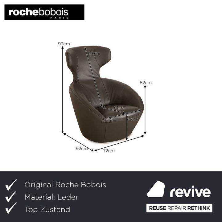 Roche Bobois Edito Lounge Leder Sessel inkl. Hocker Grau