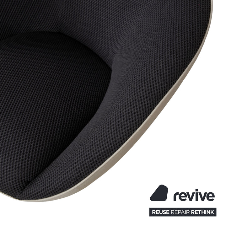 Roche Bobois Edito Stoff Sessel Grau Weiß Drehbar