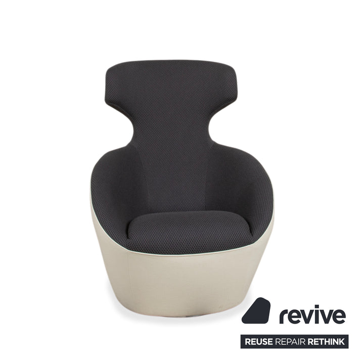 Roche Bobois Edito Stoff Sessel Grau Weiß Drehbar