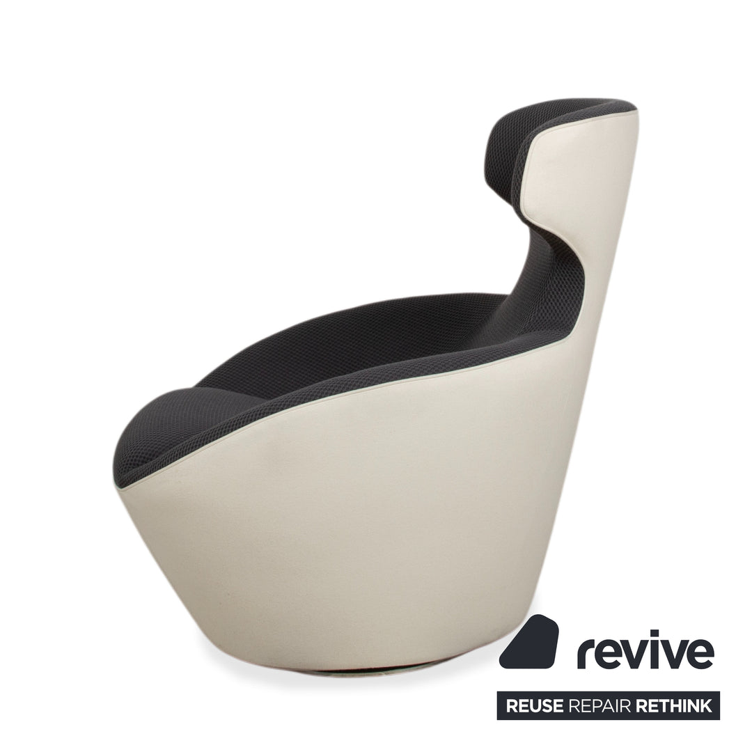 Roche Bobois Edito Stoff Sessel Grau Weiß Drehbar