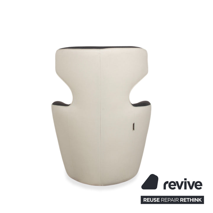 Roche Bobois Edito Stoff Sessel Grau Weiß Drehbar