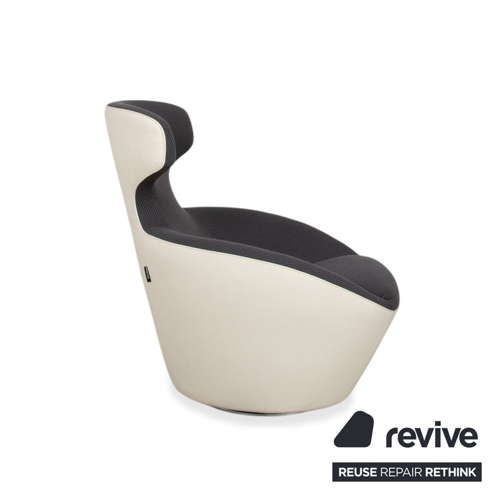 Roche Bobois Edito Stoff Sessel Grau Weiß Drehbar