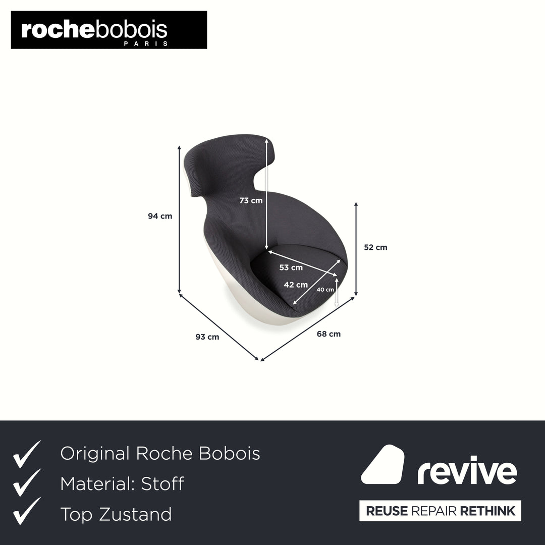 Roche Bobois Edito Stoff Sessel Grau Weiß Drehbar