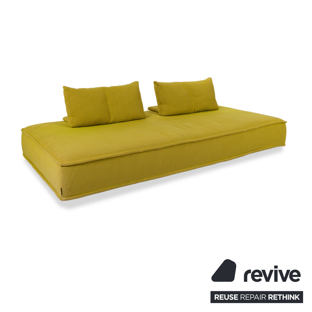 Roche Bobois Escapade Stoff Dreisitzer Gelb Grün Braun Sofa Couch Schlafsofa