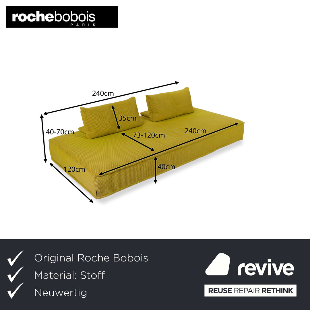 Roche Bobois Escapade Tissu Trois Places Jaune Vert Marron Canapé Canapé Lit