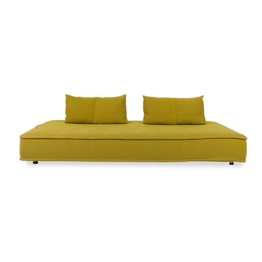 Roche Bobois Escapade Fabric Three-Seater Yellow Green Brown Sofa Couch Sofa Bed