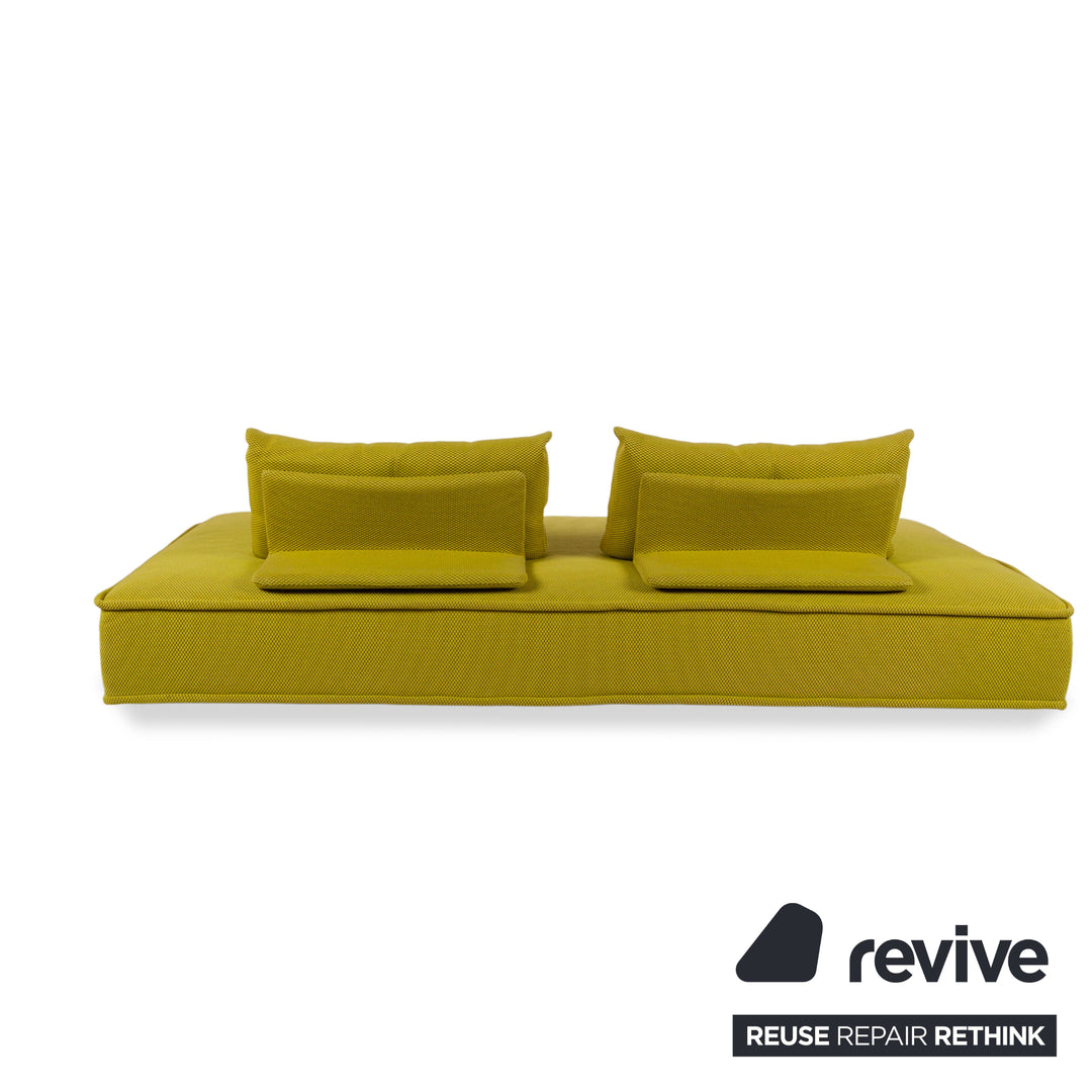 Roche Bobois Escapade Stoff Dreisitzer Gelb Grün Braun Sofa Couch Schlafsofa