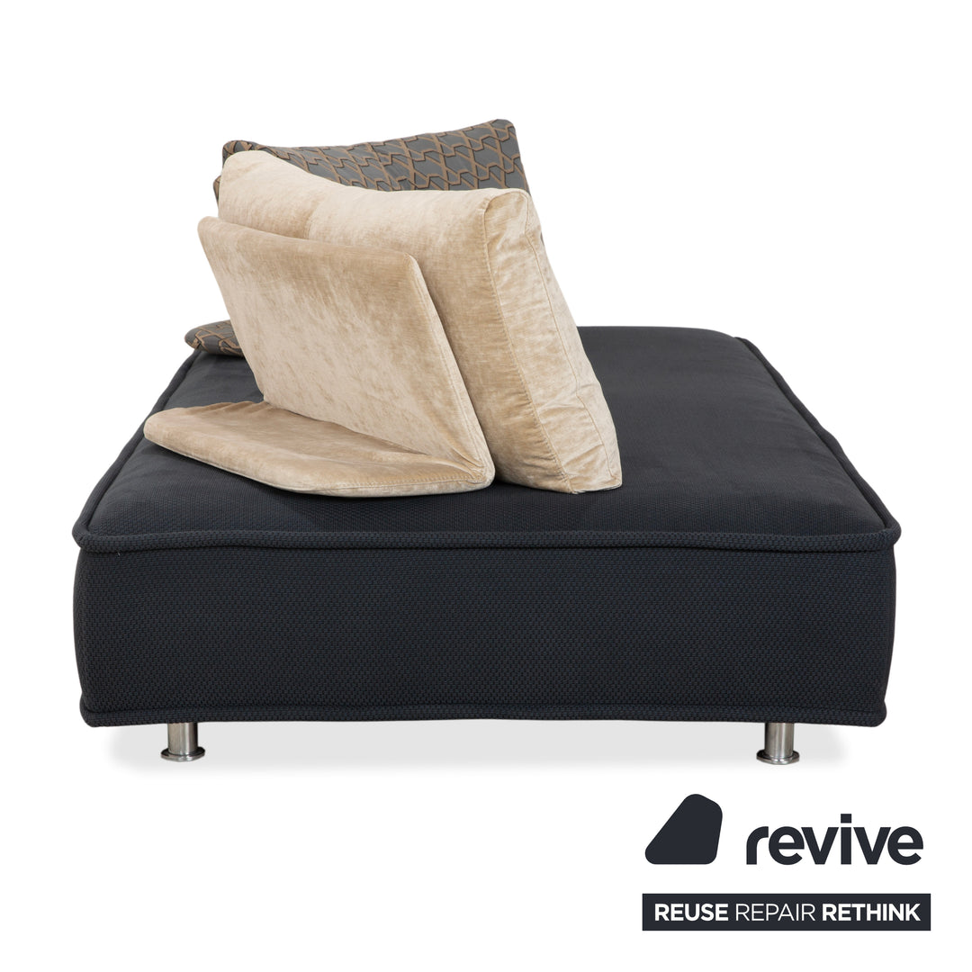 Roche Bobois Escapade Stoff Zweisitzer Grau Blau Sofa Daybed