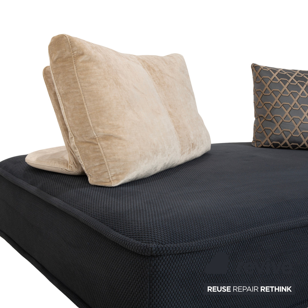 Roche Bobois Escapade Stoff Zweisitzer Grau Blau Sofa Daybed