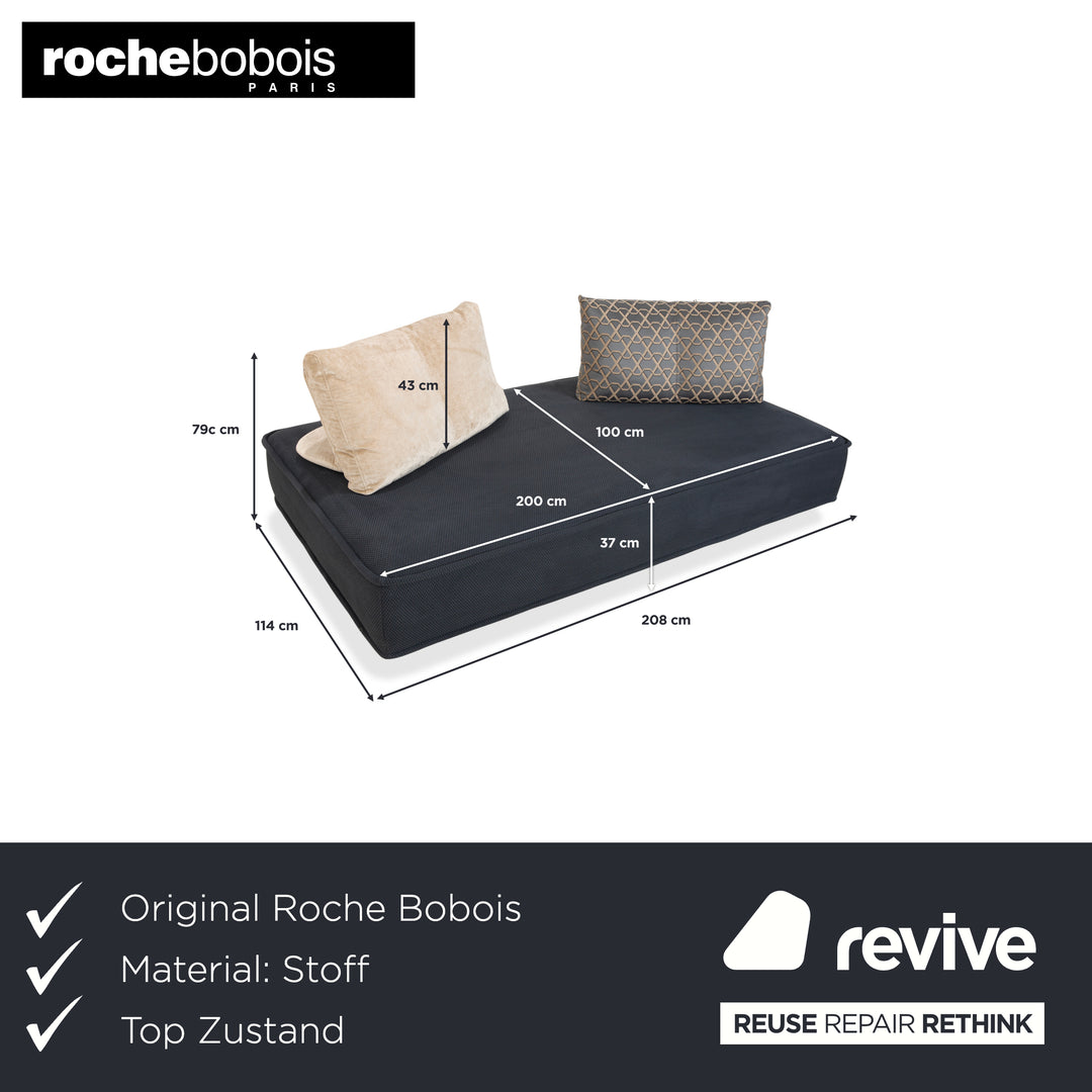 Roche Bobois Escapade Stoff Zweisitzer Grau Blau Sofa Daybed
