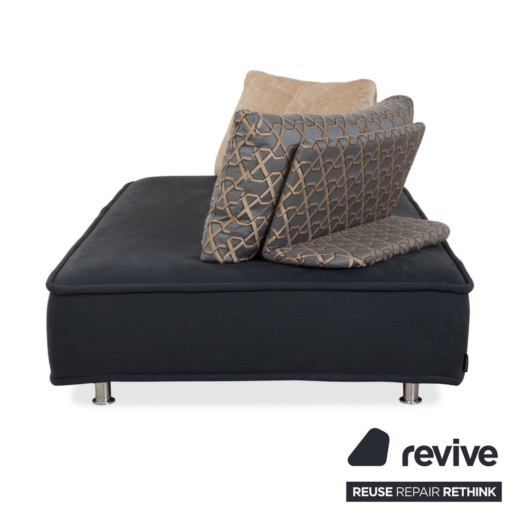 Roche Bobois Escapade Stoff Zweisitzer Grau Blau Sofa Daybed