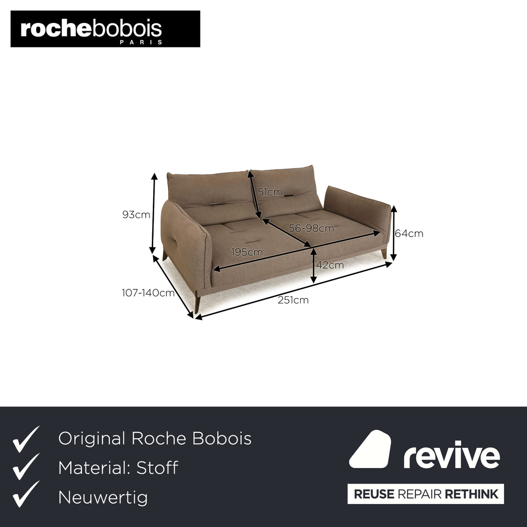 Roche Bobois ITINÉRAIRE Stoff Dreisitzer Grau Sofa Couch manuelle Funktion