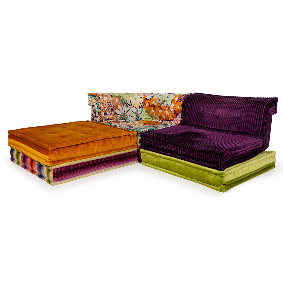 Roche Bobois Mah Jong Stoff Ecksofa Lila Grün Orange Blau Beige Sofa Couch