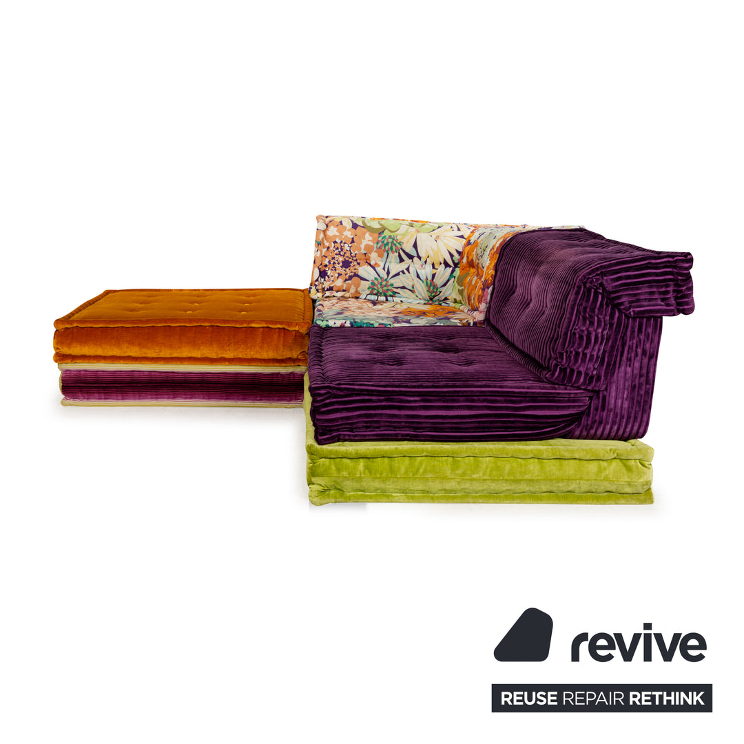 Roche Bobois Mah Jong Stoff Ecksofa Lila Grün Orange Blau Beige Sofa Couch