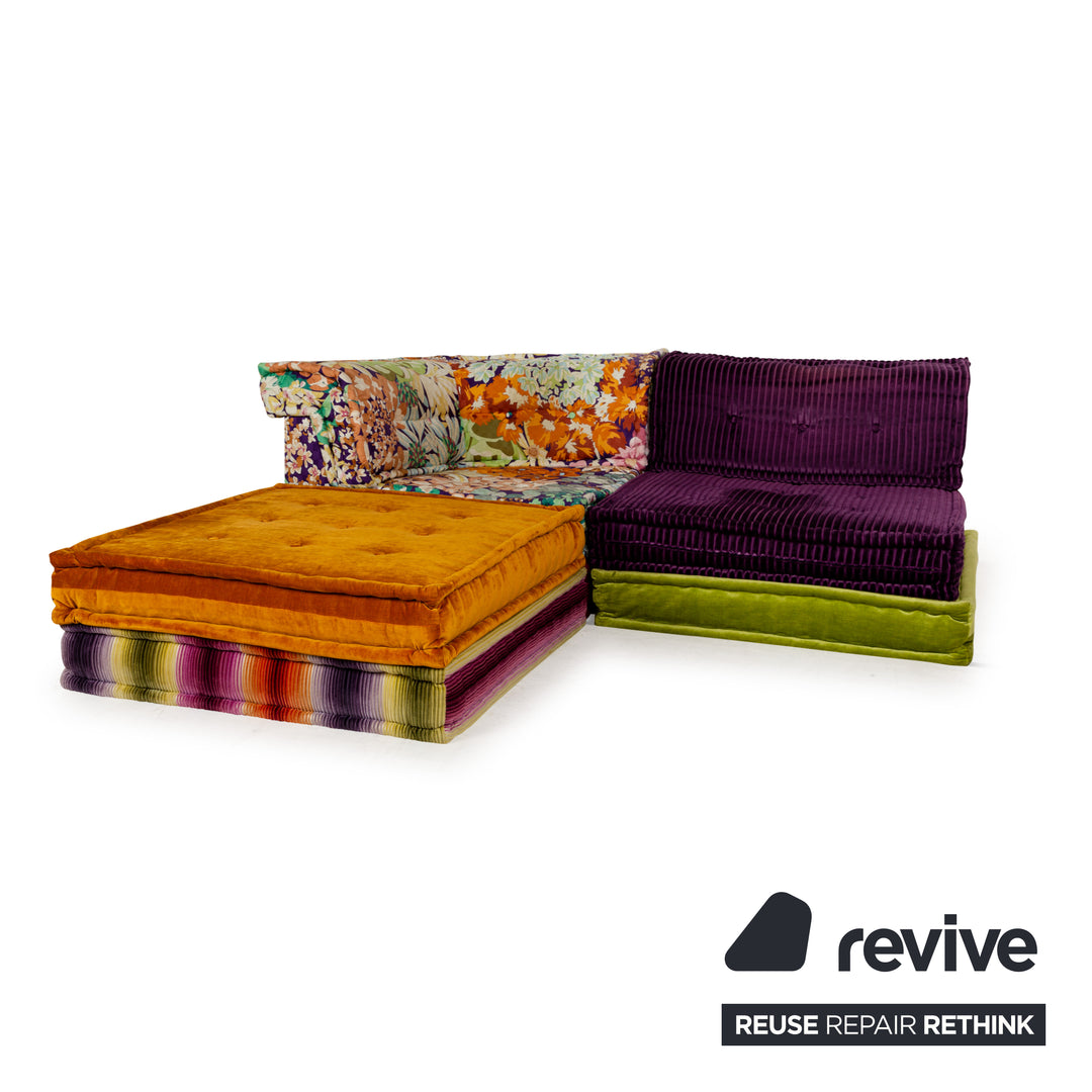 Roche Bobois Mah Jong Stoff Ecksofa Lila Grün Orange Blau Beige Sofa Couch