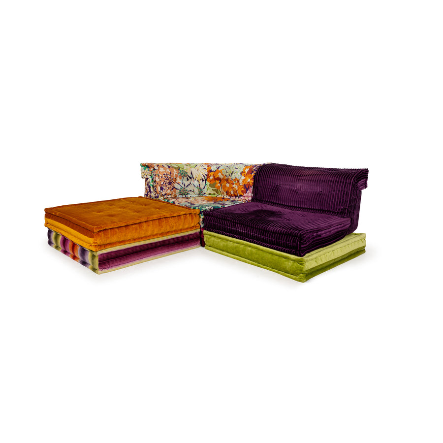 Roche Bobois Mah Jong Stoff Ecksofa Lila Grün Orange Blau Beige Sofa Couch