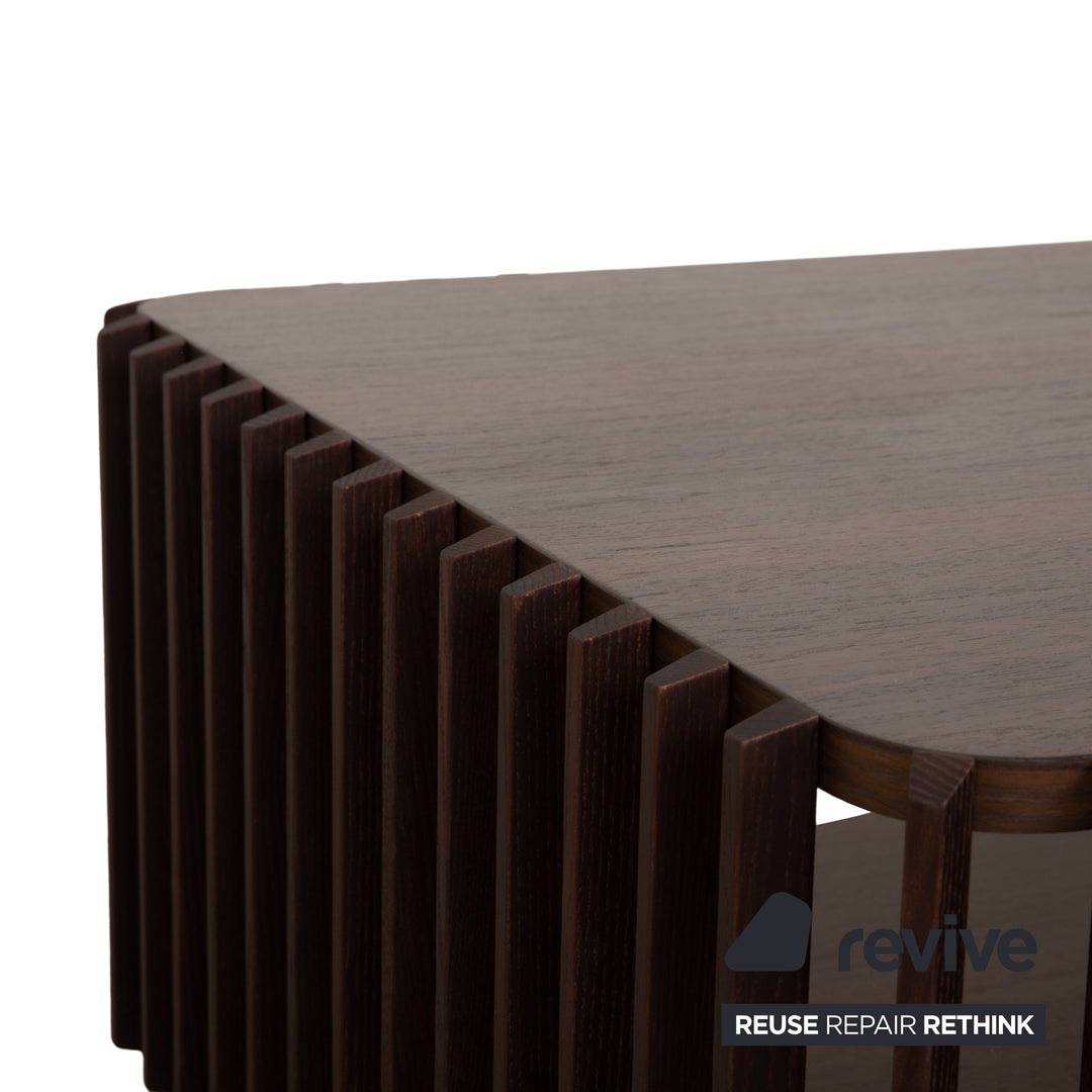 Table basse Roche Bobois en bois de palis et verre brun foncé
