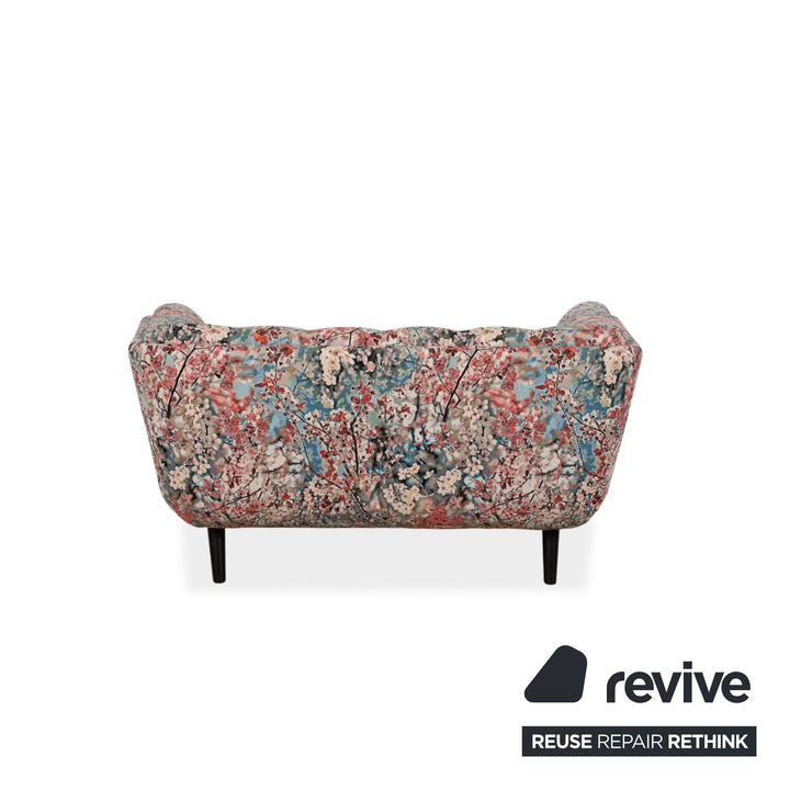 Canapé en tissu deux places Roche Bobois Profile multicolore rose bleu rouge beige