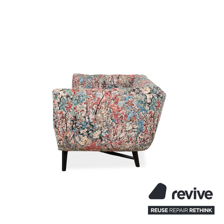 Canapé en tissu deux places Roche Bobois Profile multicolore rose bleu rouge beige