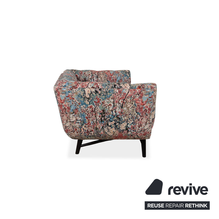 Canapé en tissu deux places Roche Bobois Profile multicolore rose bleu rouge beige