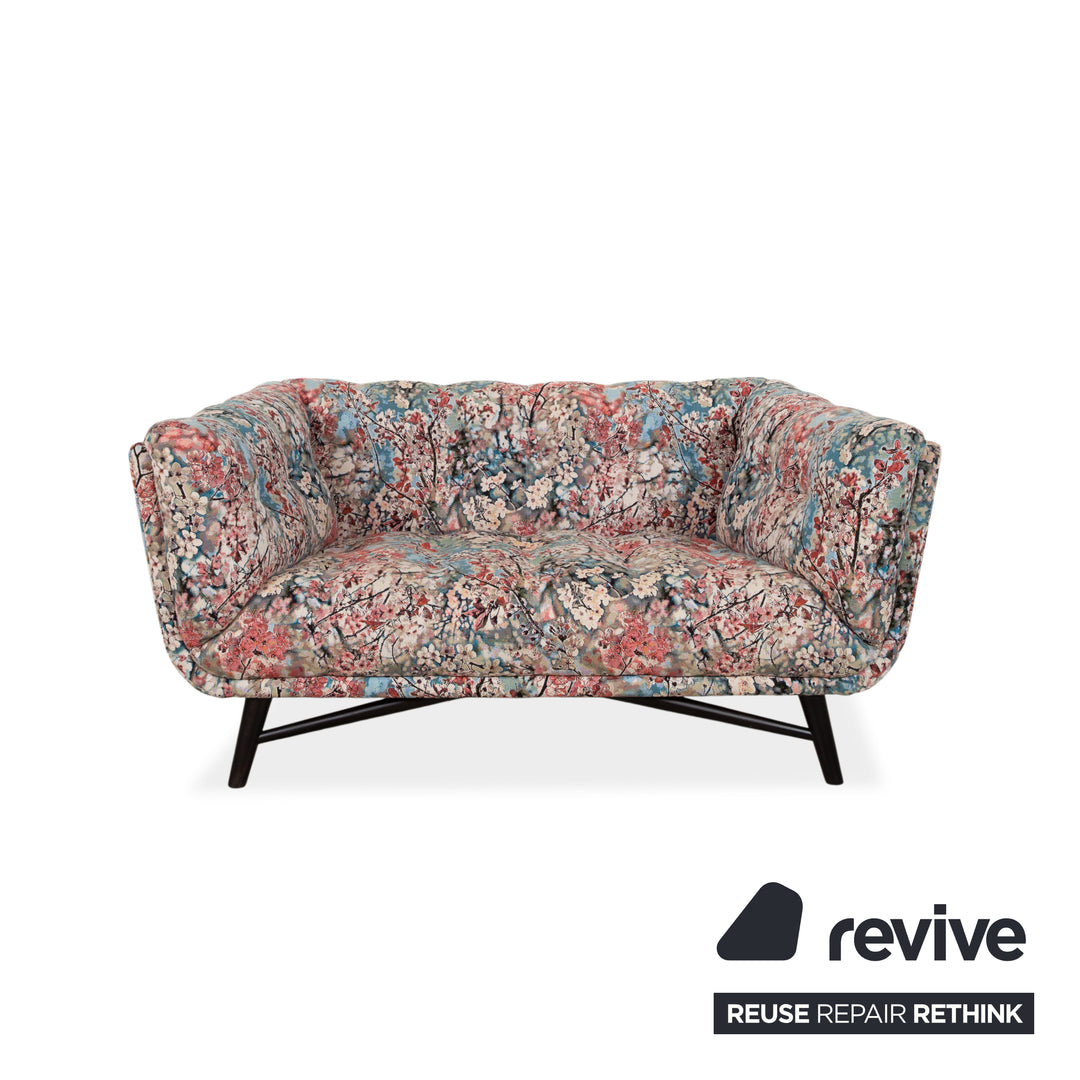 Canapé en tissu deux places Roche Bobois Profile multicolore rose bleu rouge beige