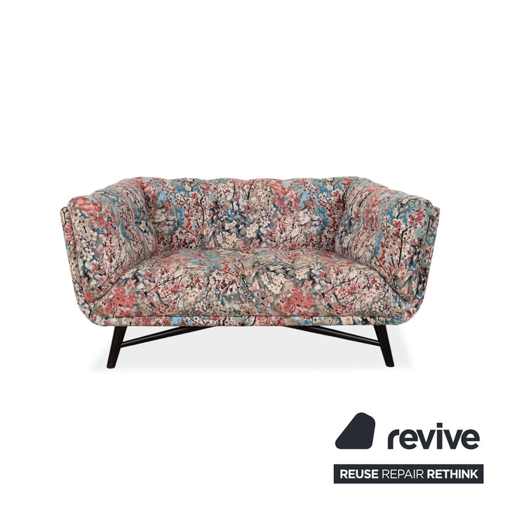 Canapé en tissu deux places Roche Bobois Profile multicolore rose bleu rouge beige