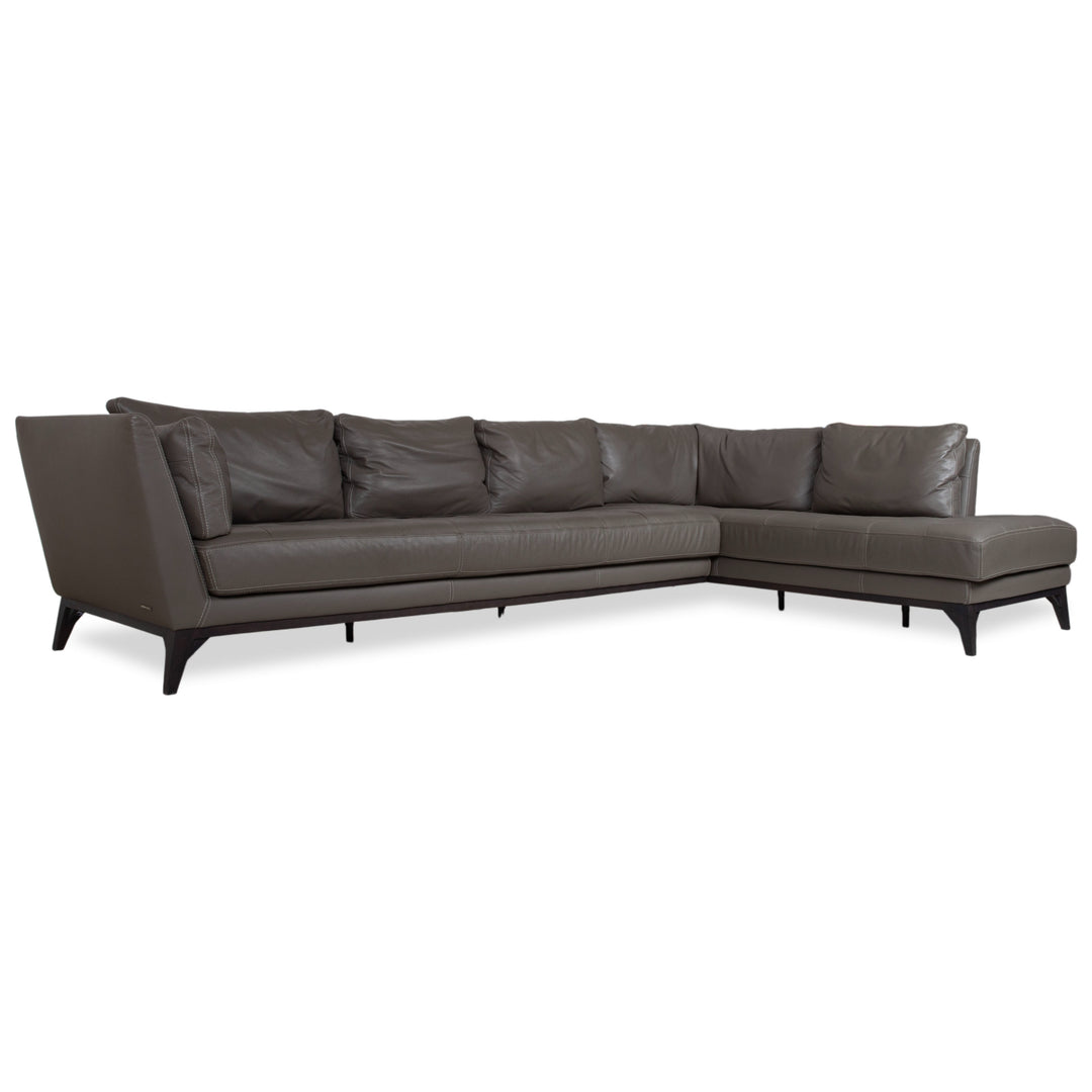 Roche Bobois Serenity Leder Ecksofa Braun Grau Taupe Sofa Cocuh