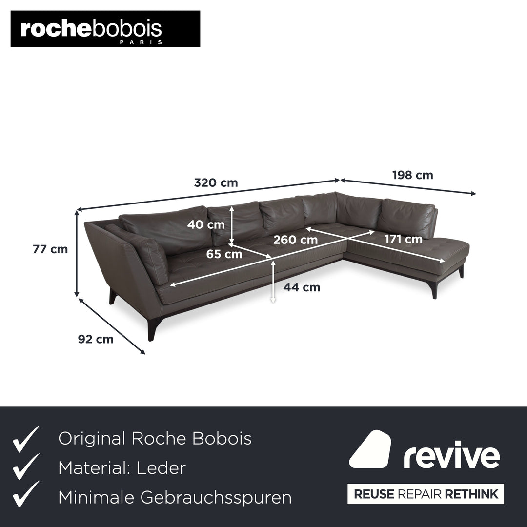 Roche Bobois Serenity Leder Ecksofa Braun Grau Taupe Sofa Cocuh