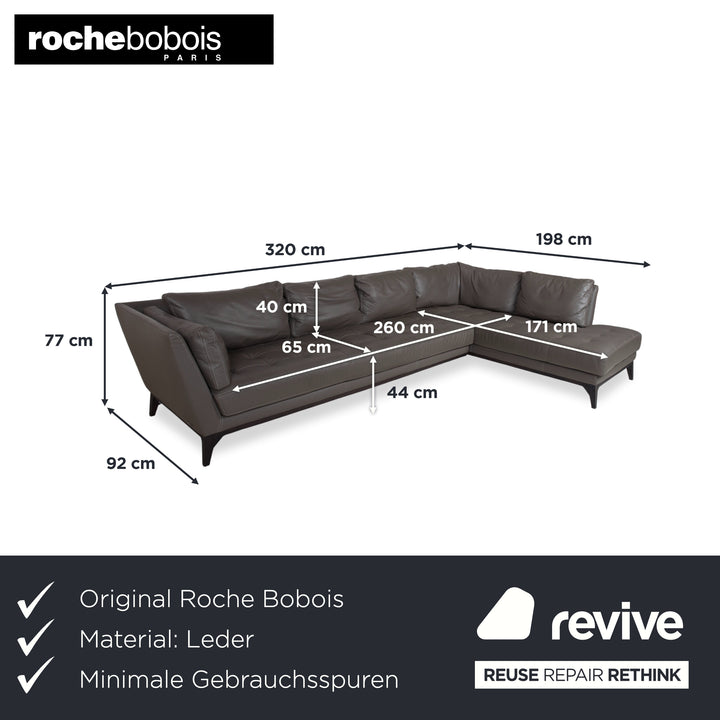Roche Bobois Serenity Leder Ecksofa Braun Grau Taupe Sofa Cocuh