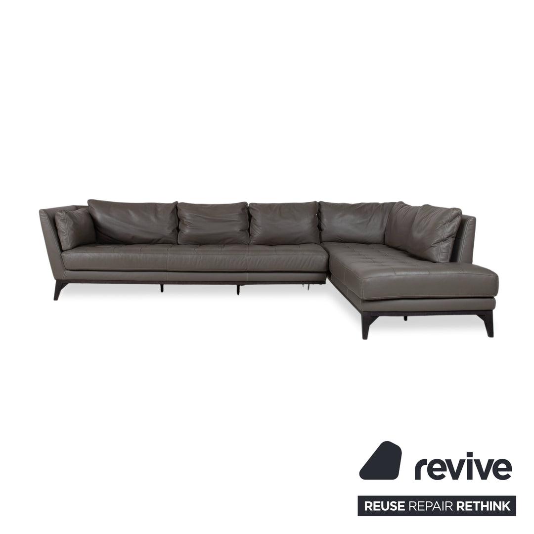Roche Bobois Serenity Leder Ecksofa Braun Grau Taupe Sofa Cocuh