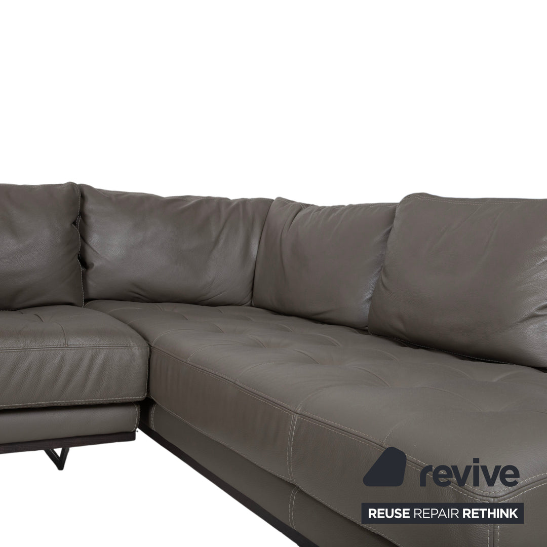 Roche Bobois Serenity Leder Ecksofa Braun Grau Taupe Sofa Cocuh