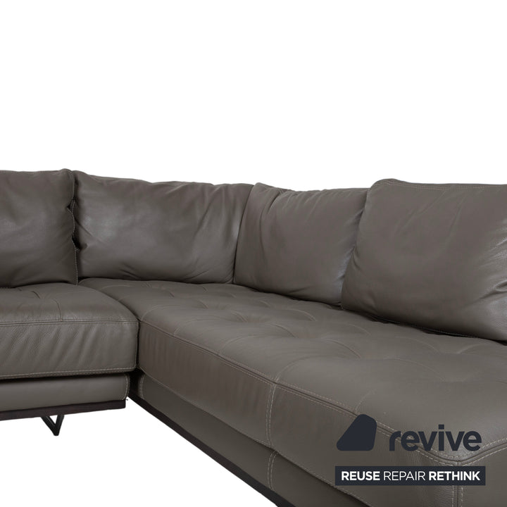 Roche Bobois Serenity Leder Ecksofa Braun Grau Taupe Sofa Cocuh