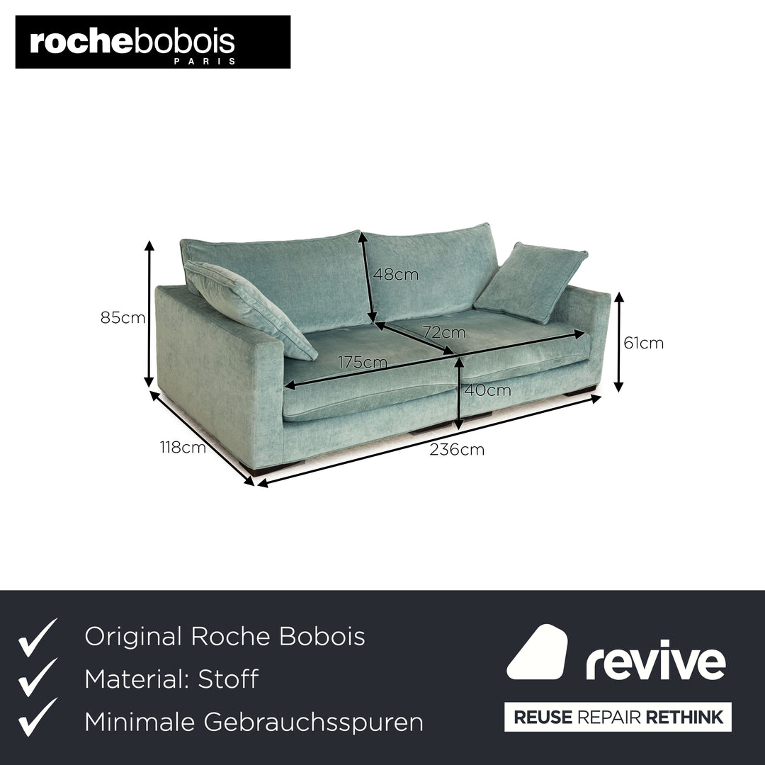 Roche Bobois Stoff Dreisitzer Hellblau Mint Sofa Couch