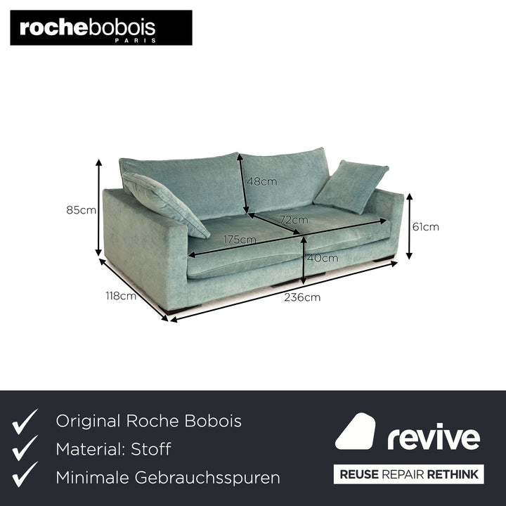 Roche Bobois Stoff Dreisitzer Hellblau Mint Sofa Couch