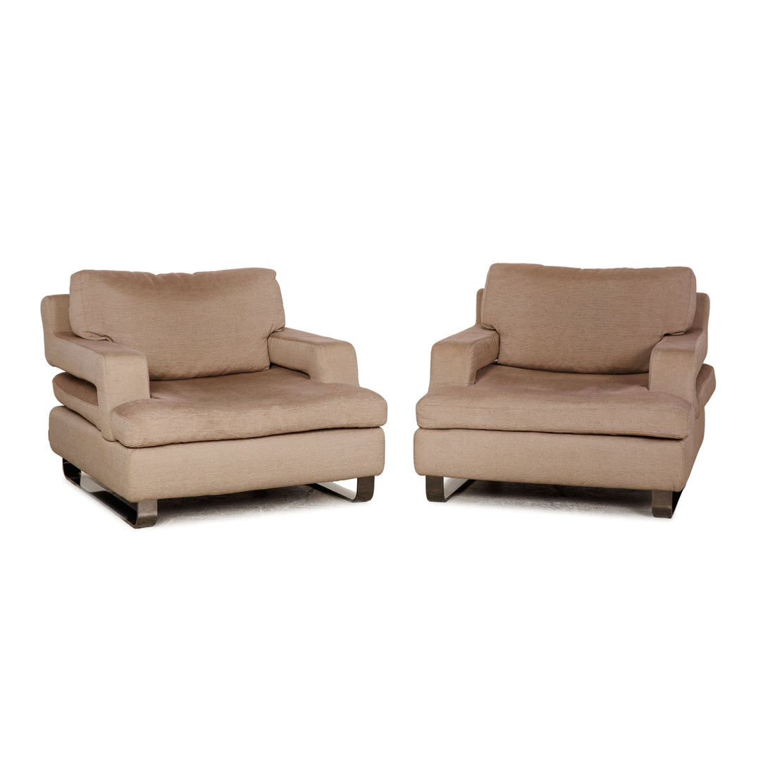 Roche Bobois fabric armchair set beige