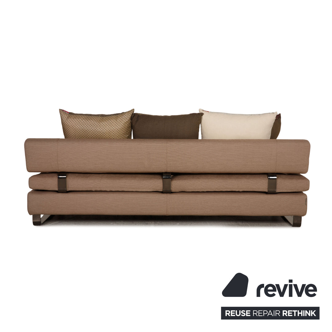 Roche Bobois fabric sofa beige three seater couch