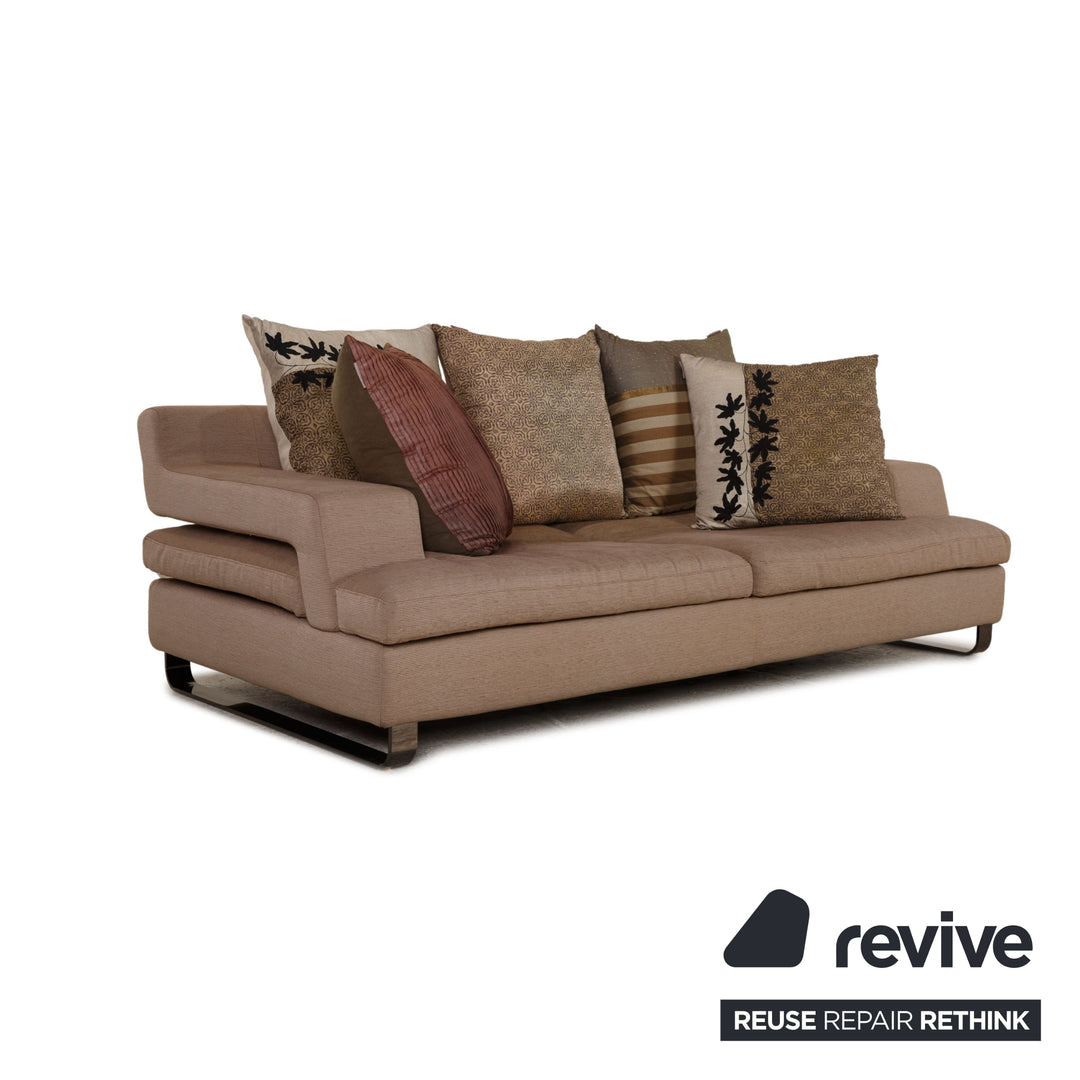 Roche Bobois Stoff Sofa Beige Dreisitzer Couch