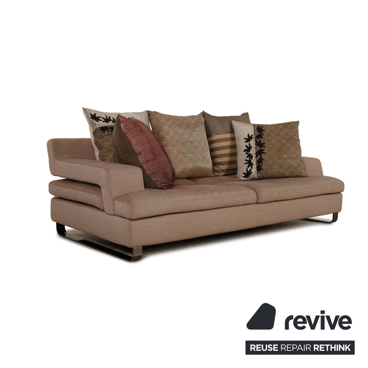 Roche Bobois fabric sofa beige three seater couch