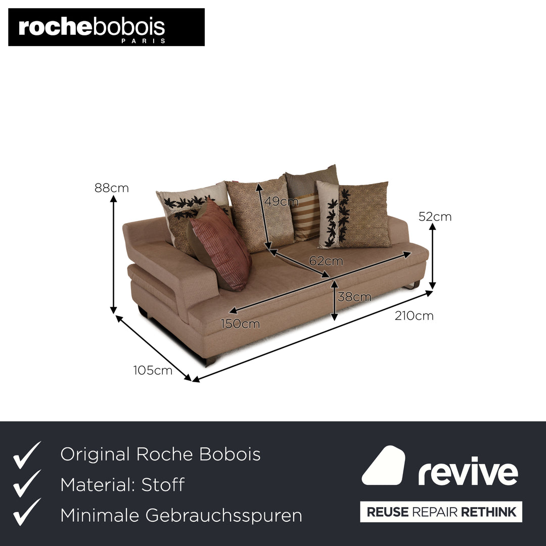 Roche Bobois fabric sofa beige three seater couch