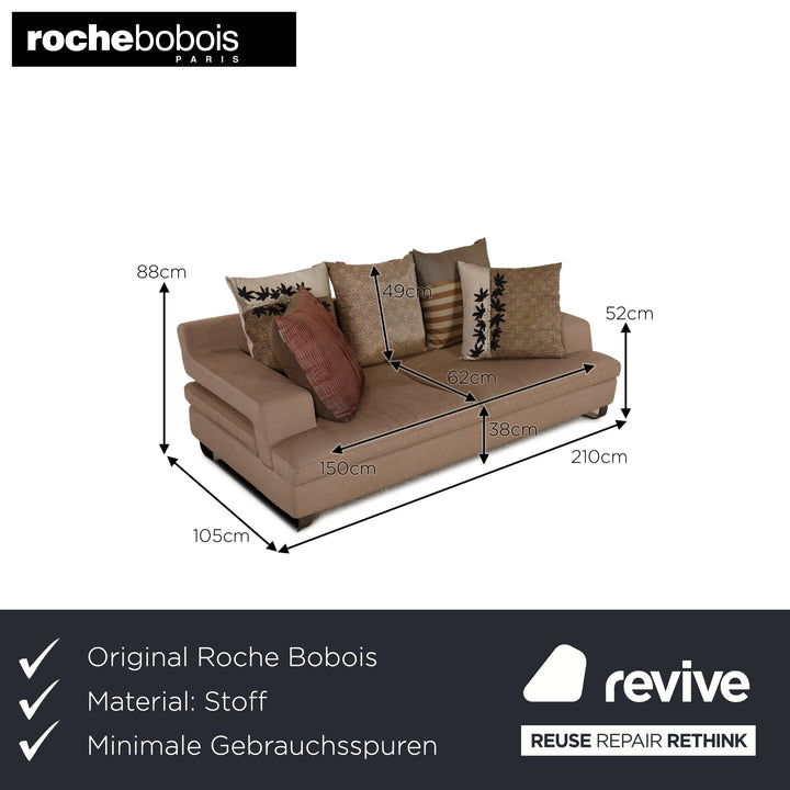 Roche Bobois Stoff Sofa Beige Dreisitzer Couch