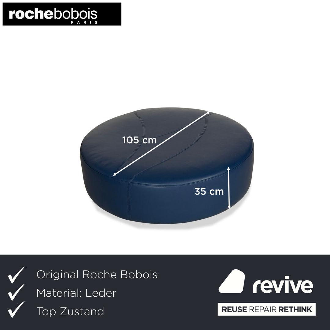 Roche Bobois TANGRAM Leder Hocker Blau