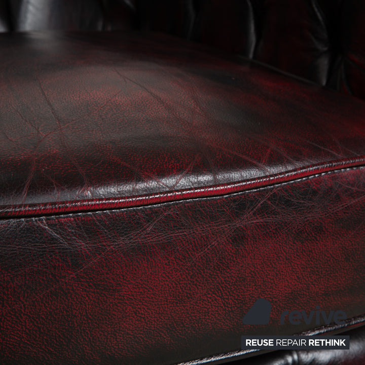 Rochester Chesterfield Leder Sessel Rot Braun Vintage